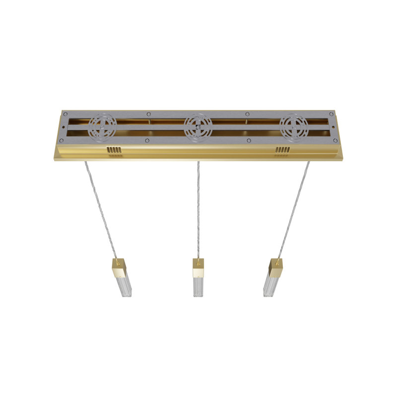 Boa Collection 3 Light Studded Glass Multi Port Pendant, Antique Brass