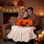 Couverture décorative d'Halloween en forme de citrouille et de fantôme - Motif original et irrégulier, doux et confortable, idéal pour canapé, lit ou décoration d'Halloween.