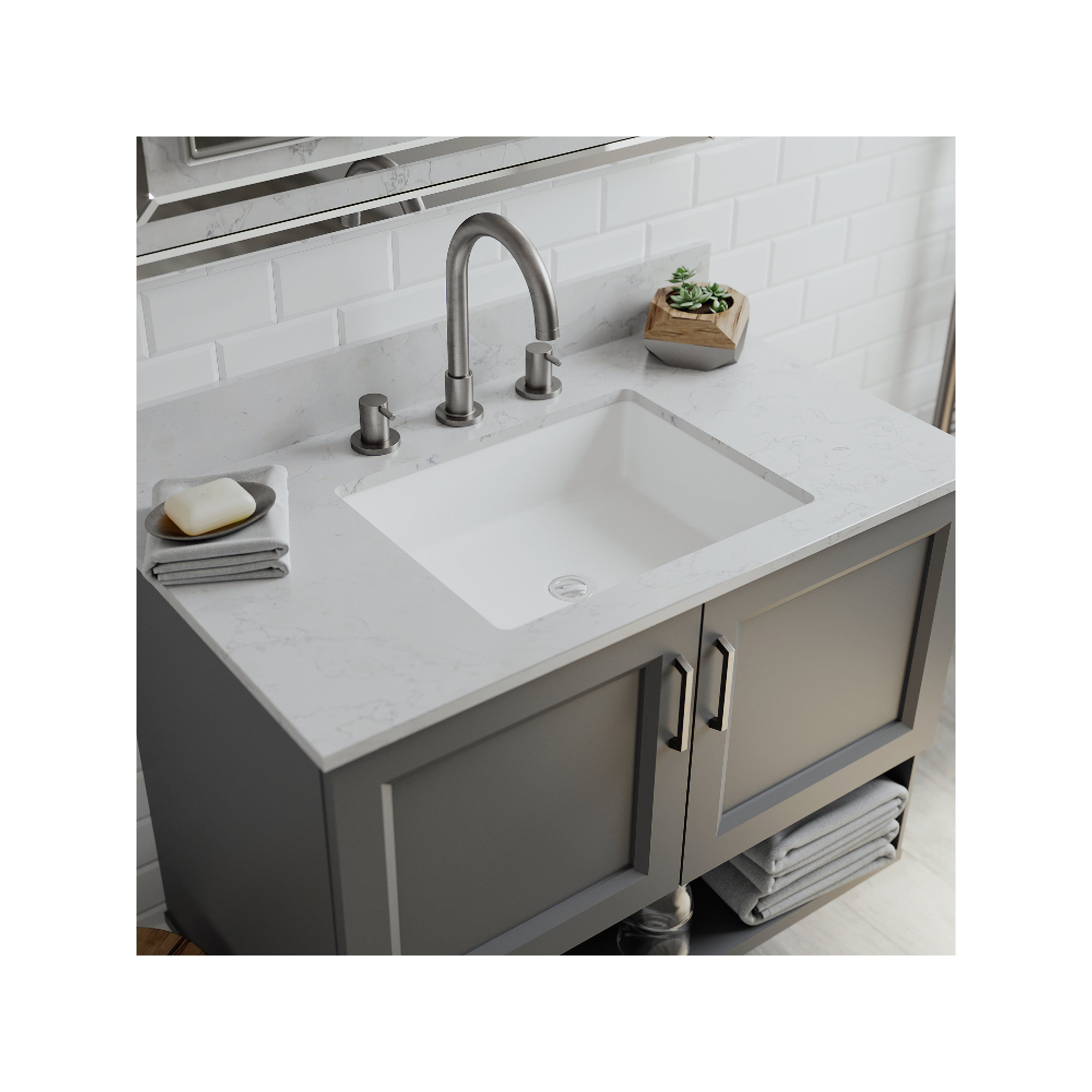 Lexicon Quartz Composite Rectangle Vanity Sink, White