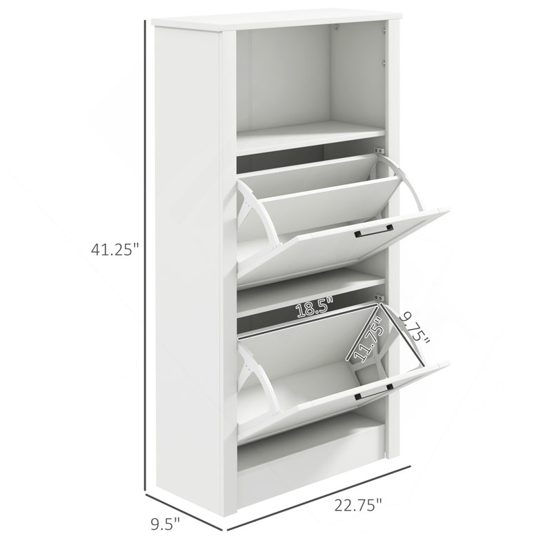 Armoire de rangement pour chaussures avec compartiment ouvert et 2 tiroirs rabattables