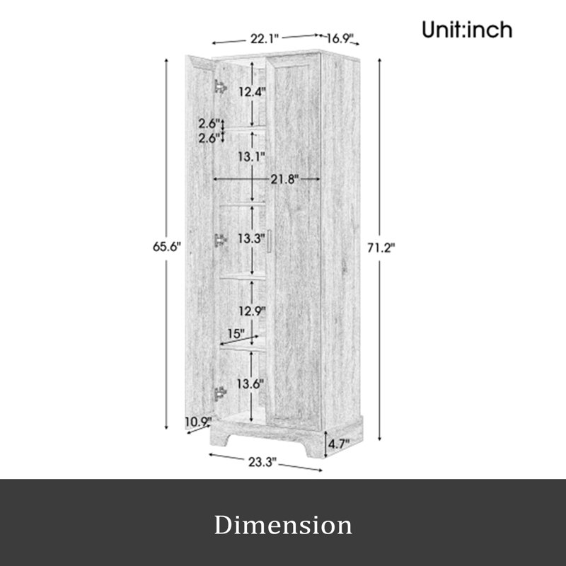 Armoire de rangement avec deux portes pour salle de bain, bureau, tablette réglable, panneau de fibres à densité moyenne, noir