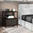 Sorbus 1 Drawer and Shelves Nightstand with Steel Frame, Wood Top & Fabric Bins - Brown-362182838