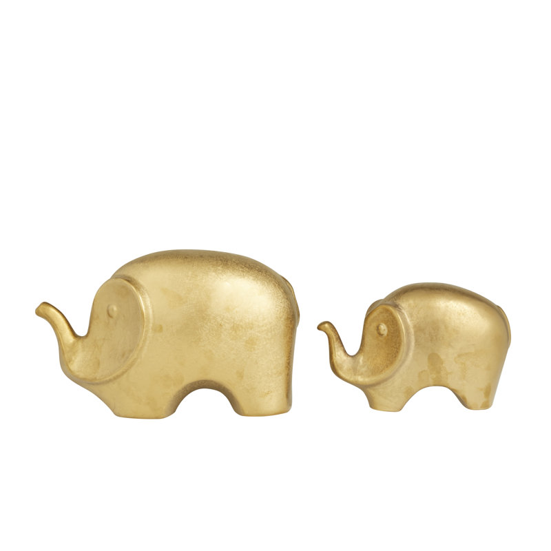 Ehrlich Ceramic Elephant Decorative Sculpture Set, Gold