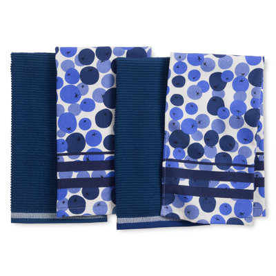 Ensemble de 4 serviettes de cuisine sur la table SUR LA TABLE Kitchen Essential Blue / White