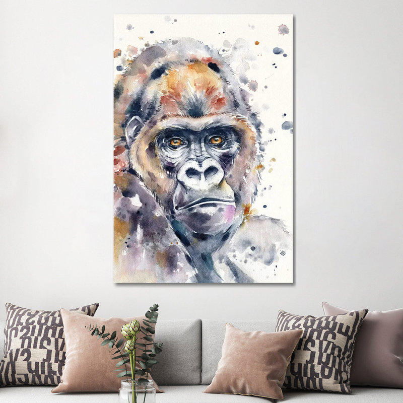 A World Away (Gorilla) by Sillier Than Sally - Wrapped Canvas Painting, 152.5 cm H x 101.5 cm W