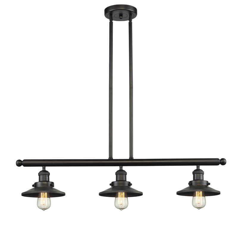 Clintonpark 3 - Light Kitchen Island Pendant, Oiled Rubbed Bronze Railroad, Oil Rubbed Bronze, No Bulb Included