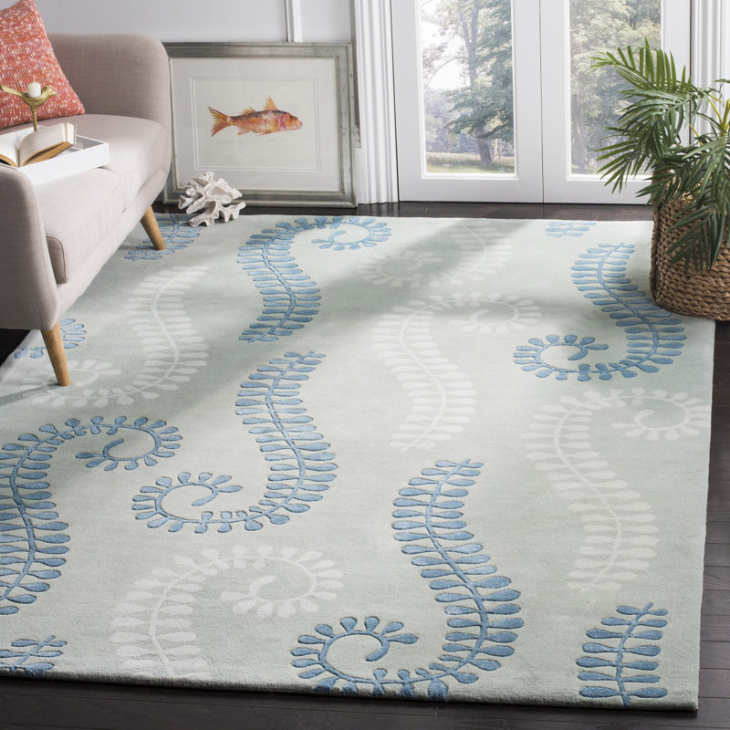 Tapis argent / bleu clair en laine touffeté à la main Andersen, Rectangle 8 pi x 10 pi