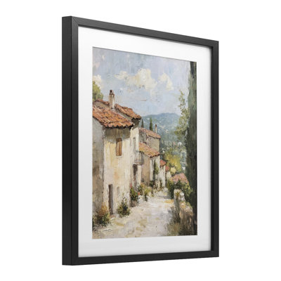 «Quiet Village Path», impression sous verre encadrée, design par Petal Prints Design