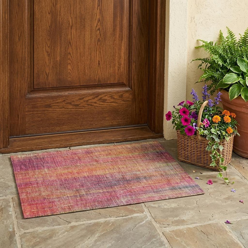 Tapis intérieur antidérapant à rayures rouges et oranges 2 pi x 3 pi