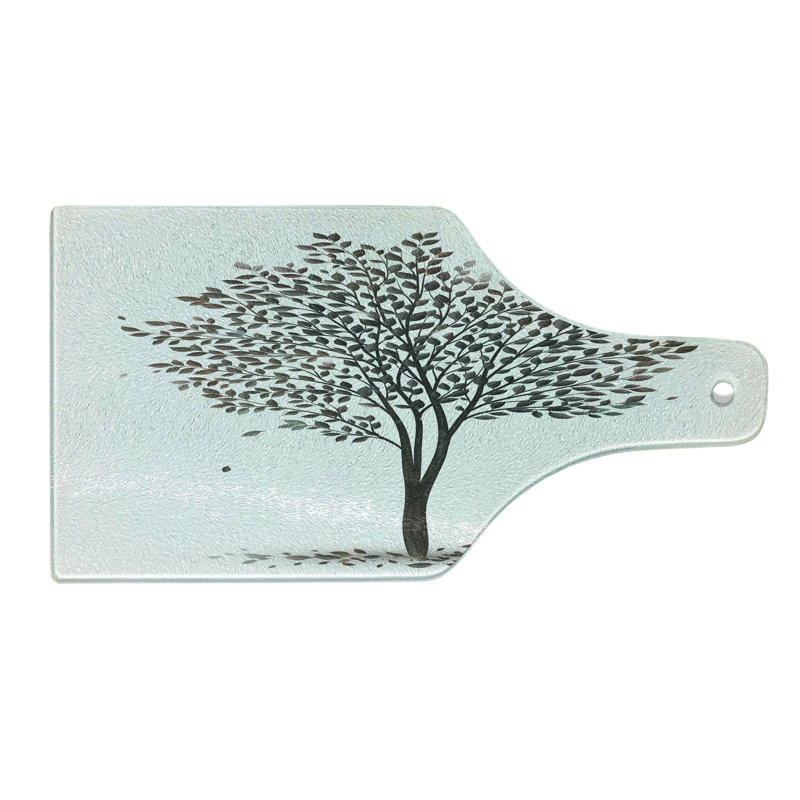 Planche à découper en verre trempé Ambesonne Nature feuilles d'automne brun blanc