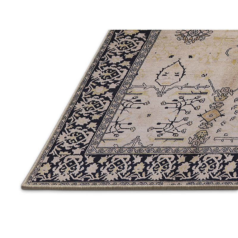 Hamblin Oriental Gray/Beige Area Rug, Rectangle 3' x 5'