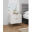 Table de chevet blanche cannelée | Table de chevet moderne à 2 tiroirs avec pieds dorés | Idée de cadeau-682377014-682377012