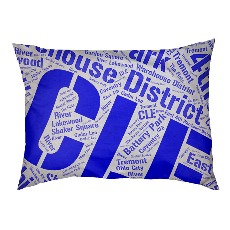 Coussin de chien « districts », Cleveland, Grand (l 40 po x P 30 po x H 14 po), Bleu