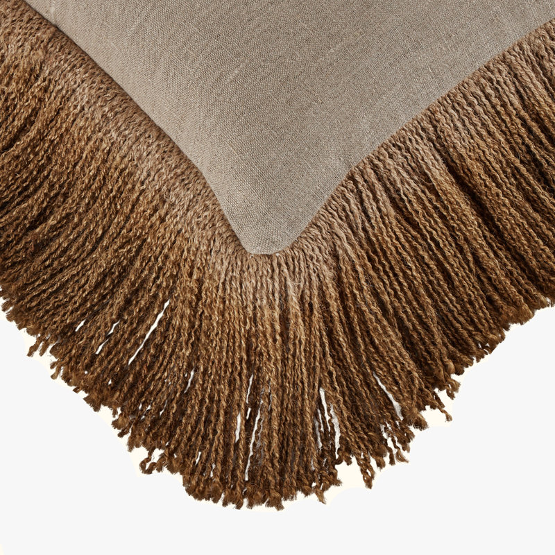 Indigo Seas Jute Fringe Pillow Cover & Insert, Bronze