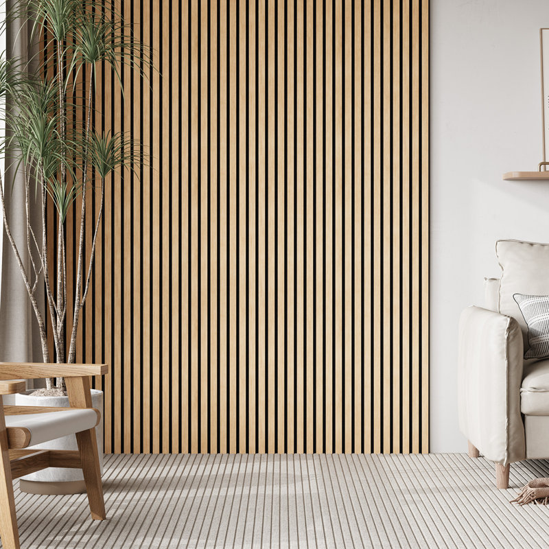  4pc x 94.5" x 12.6" 3D Acoustic Wall Paneling - White Oak Soundproof Wood Slat Wall Panel Decorative Shiplap Panels (33 sq.ft)