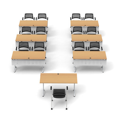13 Person Training Meeting Seminar Tables with Modesty Panels and 13 Chairs Complete Set