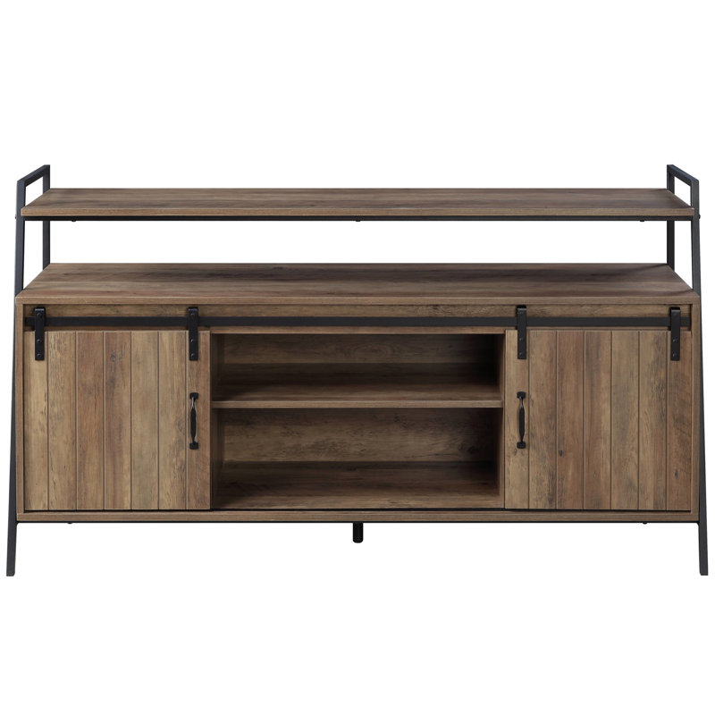 Rustic Tv Stand With Doors, Accommodates 50-59" Tvs, Concealed Storage Option For Living Room In Design, 58" Max Tv, 6 Compartments