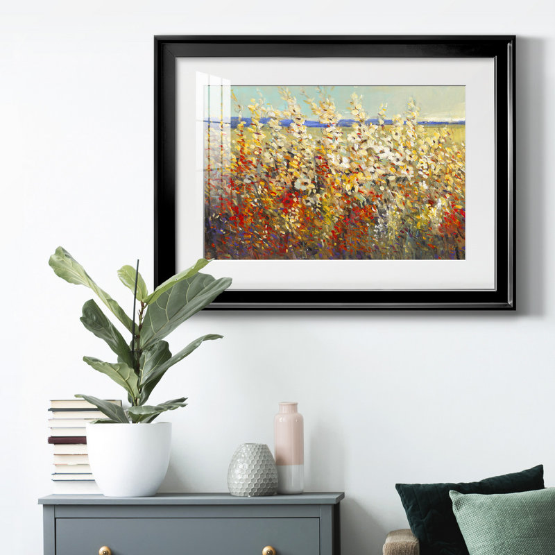 «Field of Spring Flowers II», reproduction encadrée de qualité supérieure - prête à être accrochée, Noir