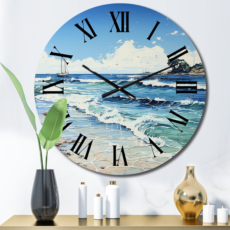 Beach Photo Reverie I - Horloge murale nautique et de plage, Moyenne