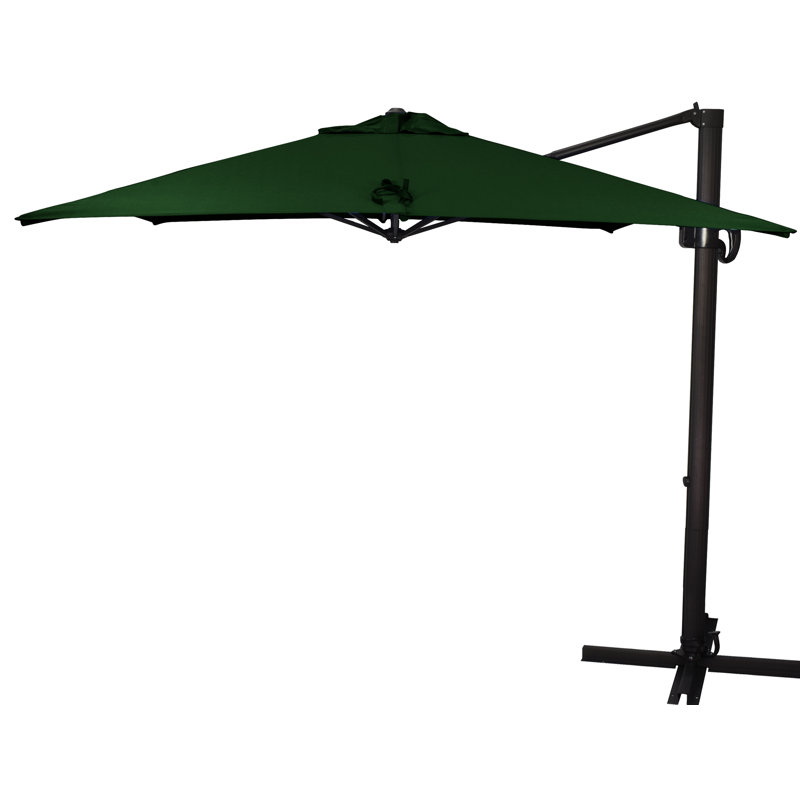 Parasol carré en porte-à-faux 8,5 pi Placencia, Toile Sunbrella® vert forêt