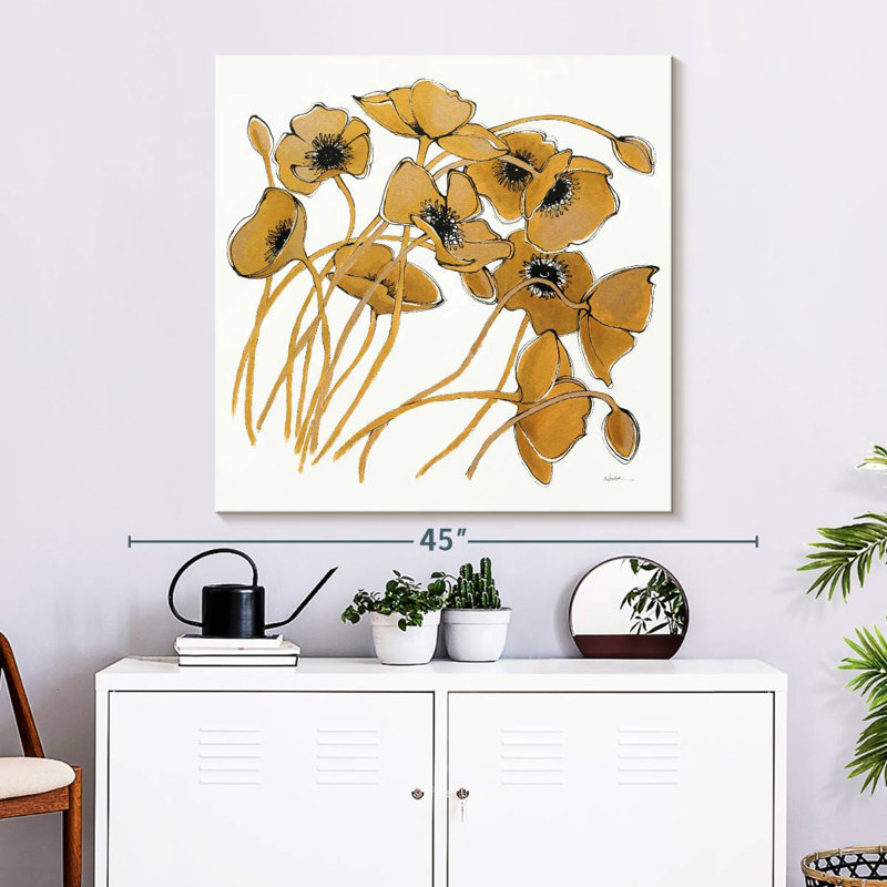 Coquelicots Harnek Gold Black Line II, H 33 po x l 33 po