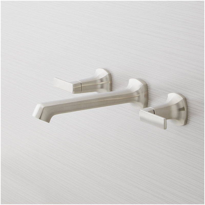 Sefina Wall-Mount Bathroom Faucet and Rough-in Valve - Brushed Nickel, Brushed Nickel