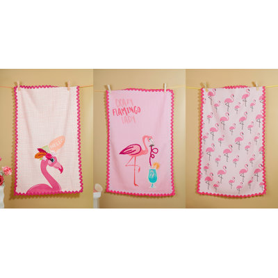 The Flamingo Fun Artisan Kitchen Tea Towel Set of 3