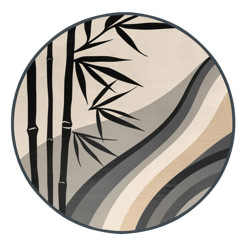 Tapis moelleux et moelleux à motif d'arc moderne beige et élégant, Rond 8 pi