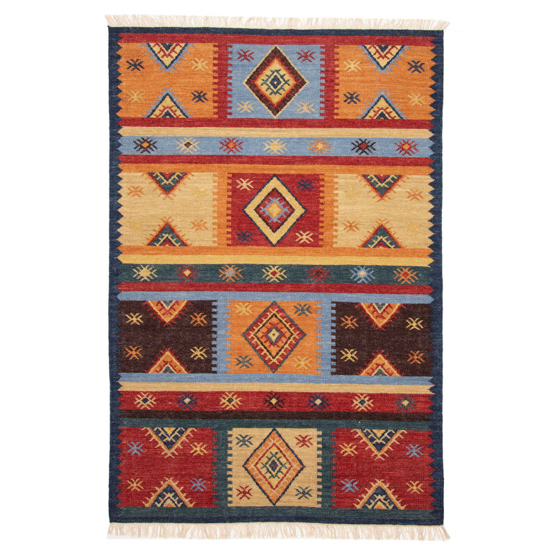 Tapis unique Kilim rouge 5 pi 3 po x 8 pi 1 po Ankara