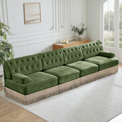135" Modular Chesterfield Upholstered Velvet Sofa