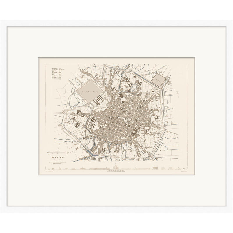 Map Series Milan par Lillian August - Shadowbox sur papier