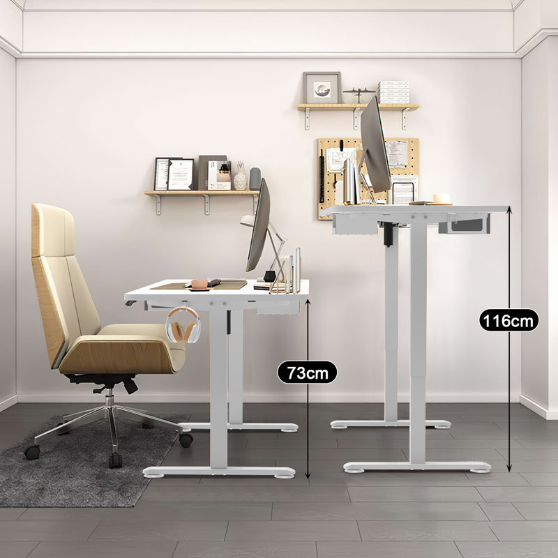 Antlia Adjustable Metal Base Standing Desk, White, White