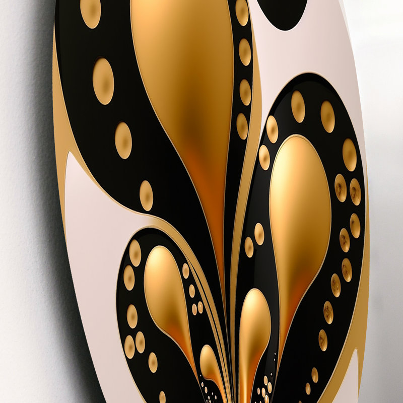 Rising Gold III - Art mural rond abstrait géométrique sur métal, L 16 po x H 16 po