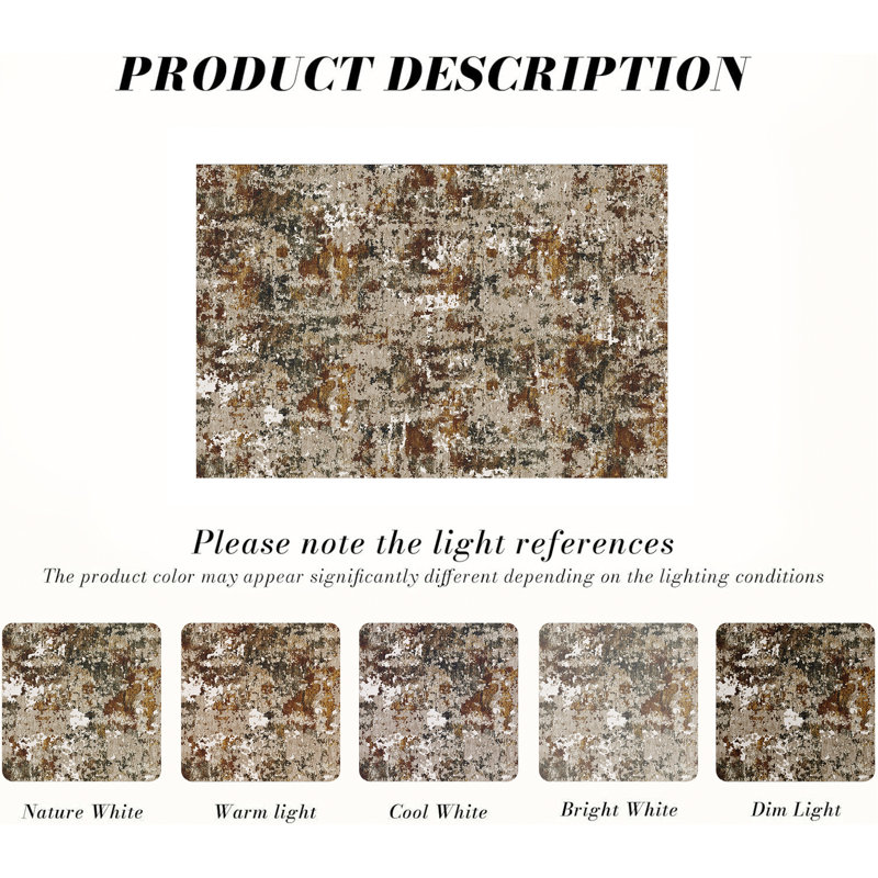 Asher Modern Abstract Machine Washable Area Rug With Non-Slip Backing, Rectangle 9' x 12'