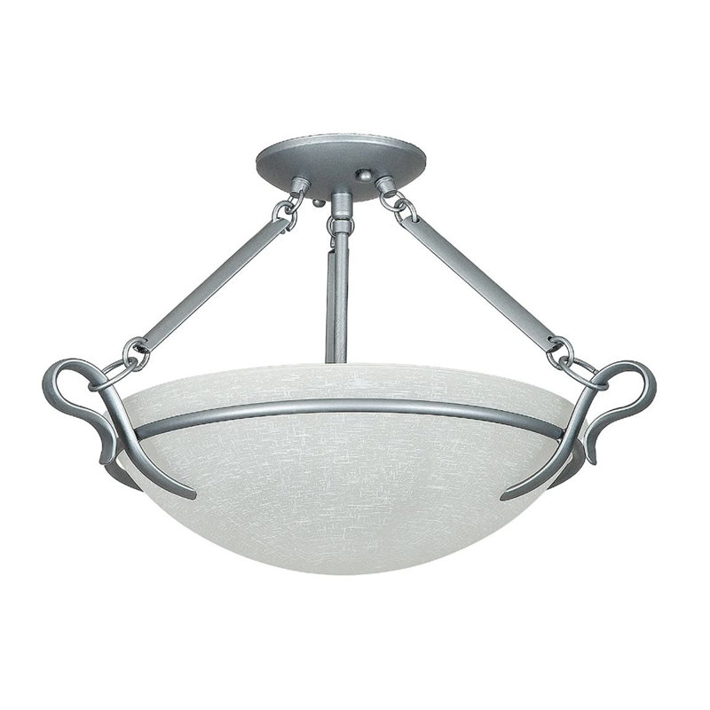 Westover Glass Semi Flush Mount, Satin Nickel