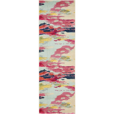 Tapis rose en polypropylène Roshan