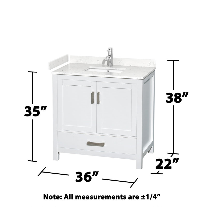 Sheffield 30" No Mirror Bathroom Vanity Set, Carrara Cultured Marble, Dark Gray, 36"