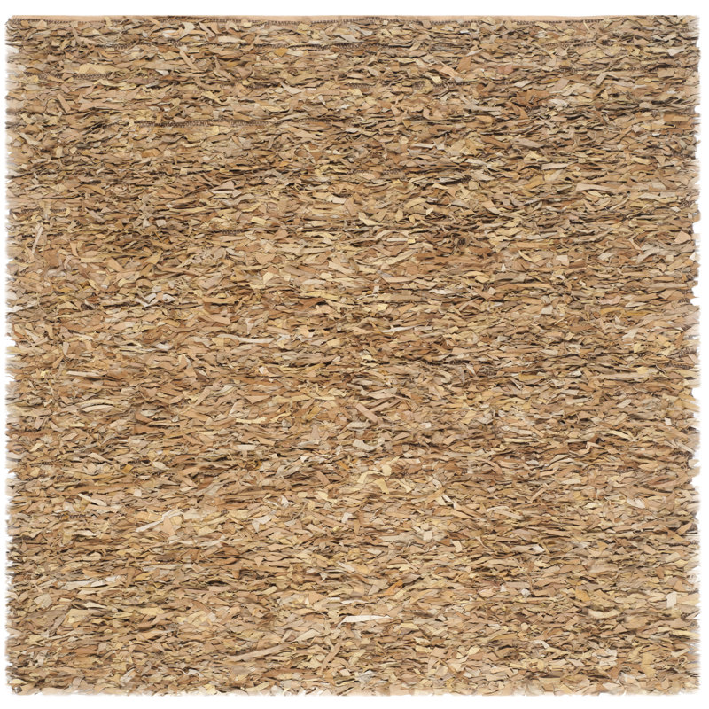 Tapis doré à poils longs Assar, Carré 8 pi