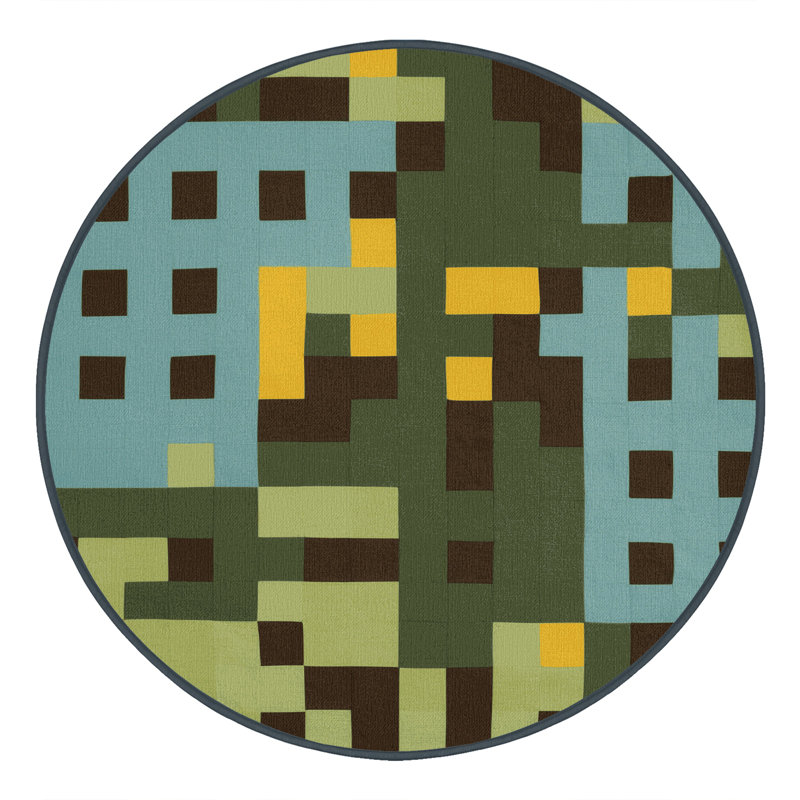 Earth Tones Mosaic Rug, Round 5'