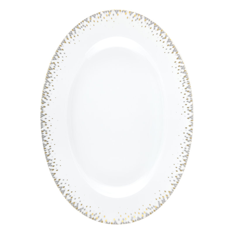 Souffle d' Or Platter, 1.18" H x 6.40" W x 8.97" D, White/Platinum
