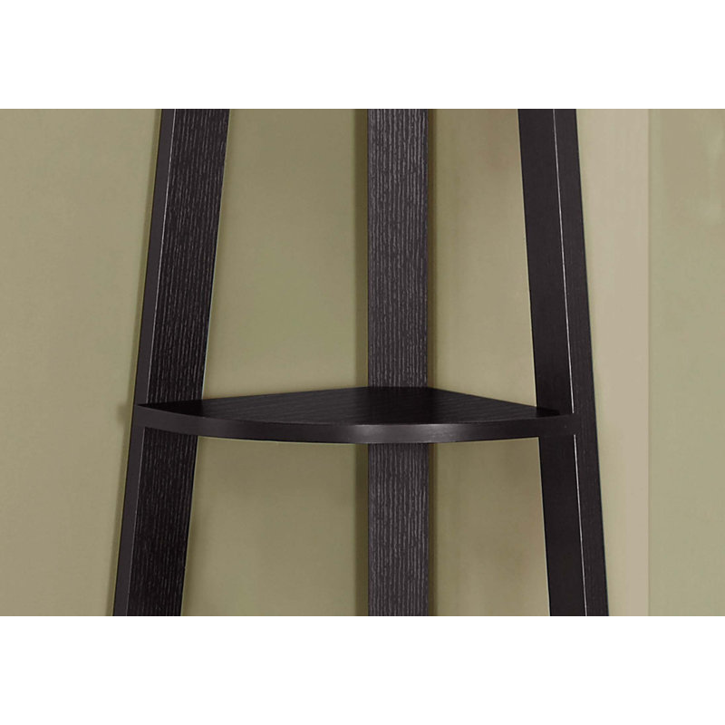 Hewitt Triangular Laminate Bookcase with Space Saving Contemporary Etagere for Office, Bedroom Corner Spaces, Espresso