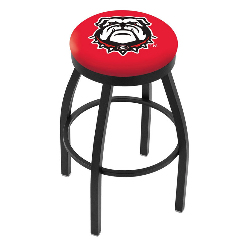 NCAA Swivel 25" Counter Stool, Black Wrinkle, University of Georgia "Bulldog" Logo