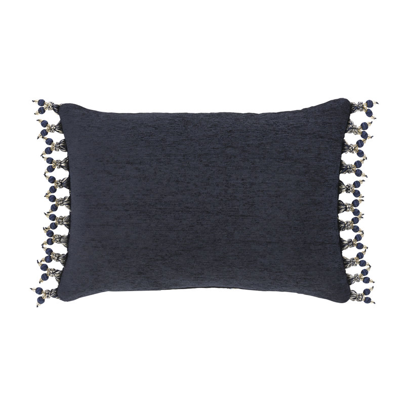 Indigo and Gold Jacquard Rectangular Throw Pillow