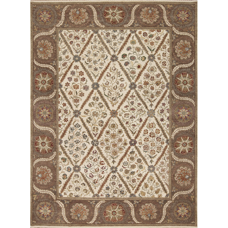 Suzani Hand Knotted Wool Area Rug, Rectangle 8' x 10'