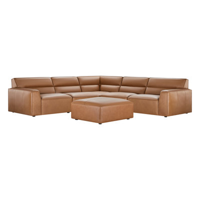 Jenn 6-Piece Genuine Leather Sectional Sofa with Ottoman