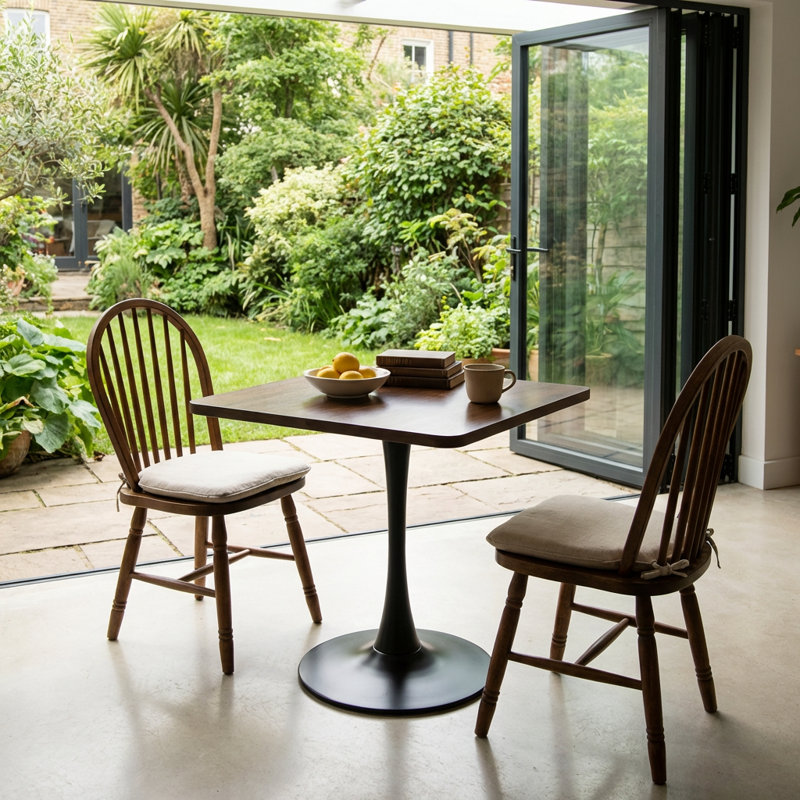 Compact Square Tulip Pedestal Dining Table with Thickened Edge Tabletop, 29.1" H x 24" L x 24" W