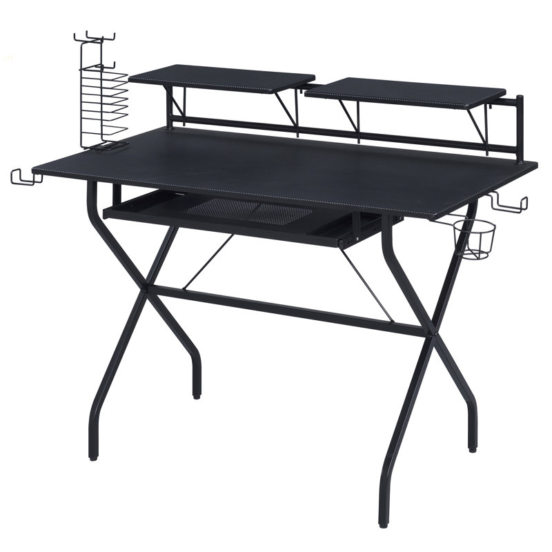 Black Computer Desk With Keyboard Tray