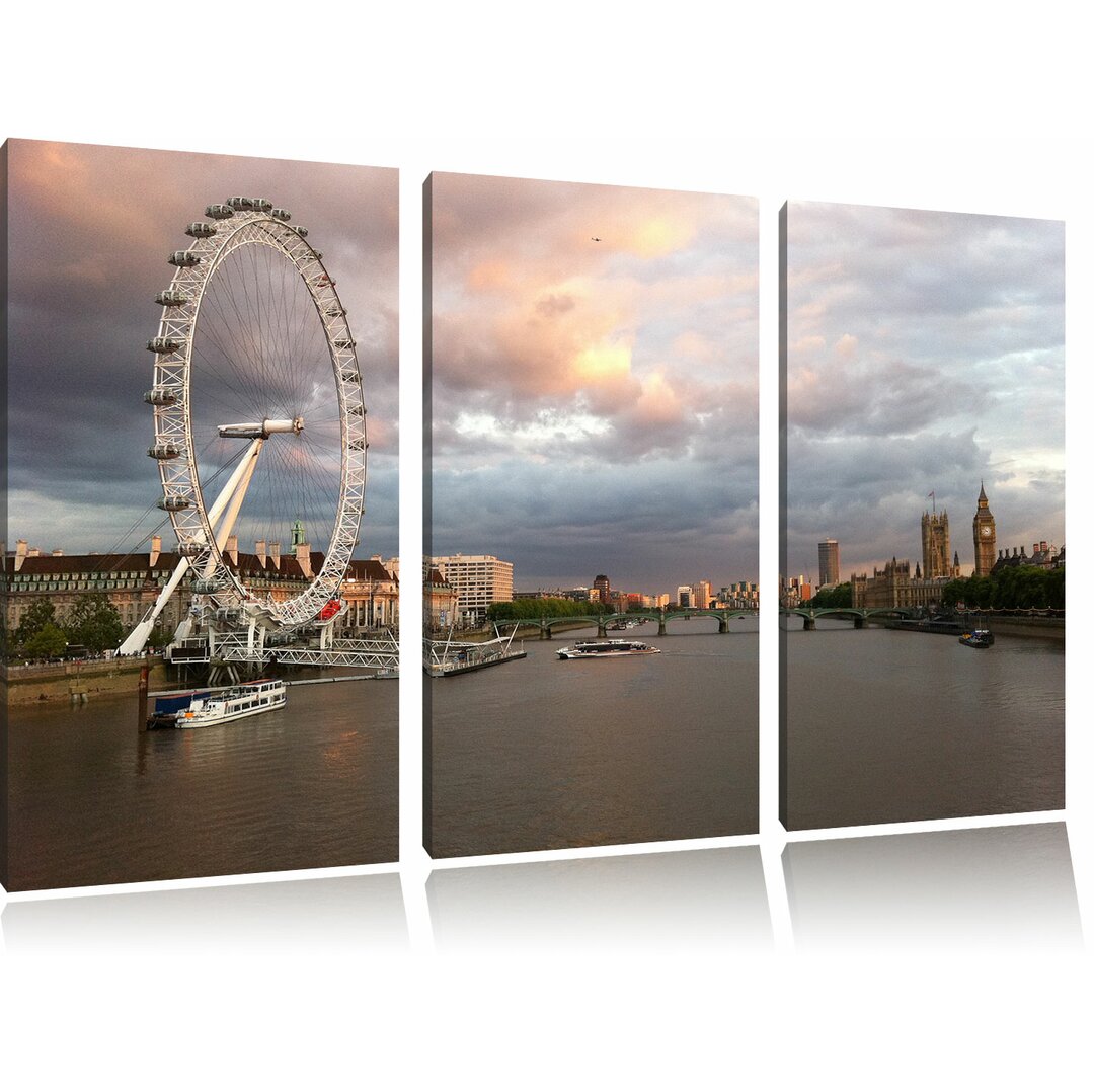 3-tlg. Leinwandbilder-Set „London Eye", Fotodruck