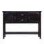 Console 48 po en bois massif avec 2 tiroirs, armoires et tablette inférieure-1732797014