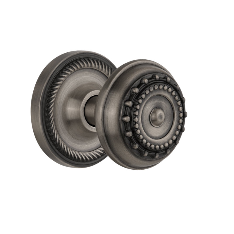 Rope Rosette with Meadows Door Knob, Antique Pewter, 2-3/4”